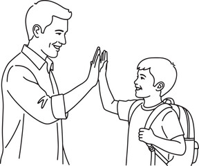 Father and son celebrating with a high five