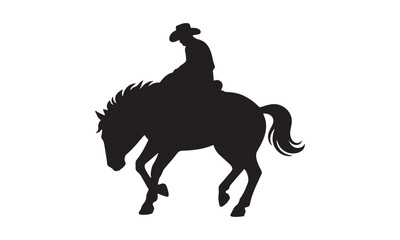 Cowboy Riding Horse Silhouette Illustration