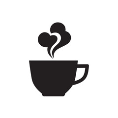 Coffee Cup with Steam Love Silhouette Illustration
