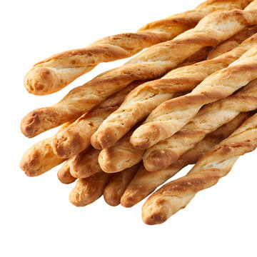 Crispy breadsticks isolated on transparent background