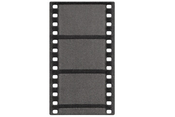 Vintage movie film strip or negative with blank frames, classic cinema industry equipment and transparent background