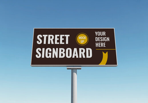 Pole Mounted Advertising Billboard Mockup