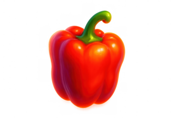 Red bell pepper vibrant illustration. Fresh capsicum vegetable digital art isolated on transparent background