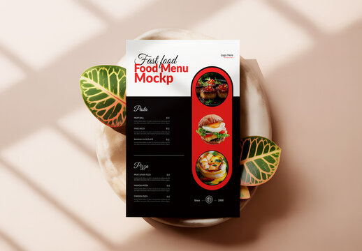 Overhead Food Menu Mockup with Tropic Shadow