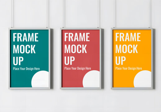 Set of 3 Vertical Hanging Frame Mockups