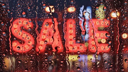 Sale Sign in Rain Night Shopping Promotion Advertising Concept Black Friday Shopping - Powered by Adobe