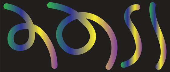 Abstract Neon Gradient Calligraphy Line Art Design