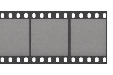 Retro film strip with blank frames creating movie and cinema memories, having a transparent background