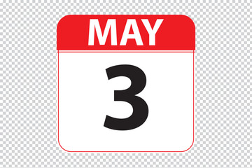 may 3 dates calendar icon.  simple and modern calendar icon on white background.