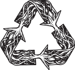 Artistic rendering of the universal recycling symbol
