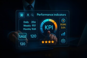 Fototapeta premium Business performance indicators dashboard tracking sales and growth metrics