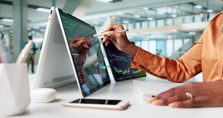 Digital Stock Market Exchange: African Woman Trade Online Financial