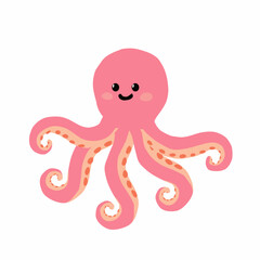 Octopus in Flat Style for Kids and Educational Design