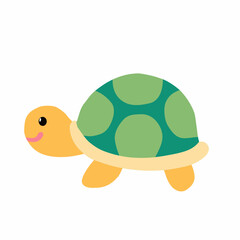 Sea Turtle in Flat Style for Kids and Educational Design