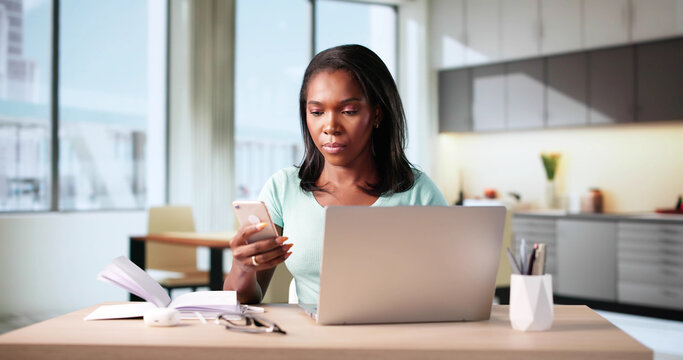 Working From Home: African American Woman Attending Virtual