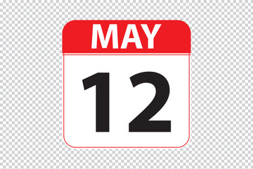 may 12 dates calendar icon.  simple and modern calendar icon on white background.