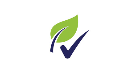 Eco-friendly approval checkmark with a green leaf and a blue swoosh, symbolizing environmental quality and natural product certification.