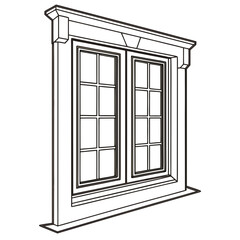Double pane window with decorative trim and sill glass