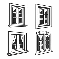 Four black and white window icons with different styles 1