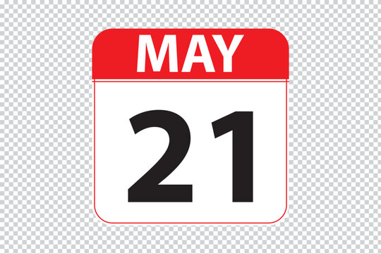 may 21 dates calendar icon.  simple and modern calendar icon on white background.