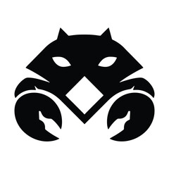 Black abstract crab silhouette with sharp claws and pointed ears animal