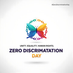 Fototapeta premium Zero Discrimination Day butterfly globe unity equality poster vector