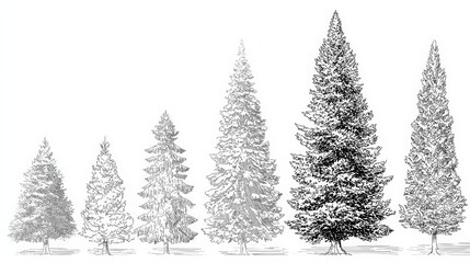 Obraz premium christmas tree line art vector style
