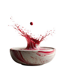 Dramatic Red Liquid Splash in a Bowl 