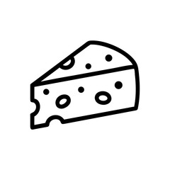 Cheese Slice Icon with Holes Outline Illustration