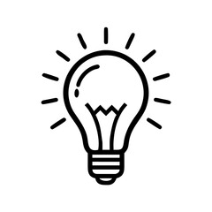 Light Bulb Line Icon – Idea, Innovation, Electricity Symbol