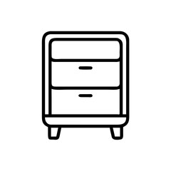 Minimalist Nightstand Icon with Two Drawers Outline