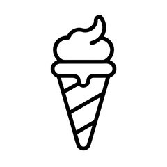 Ice Cream Cone Line Icon – Minimal Dessert Outline Illustration