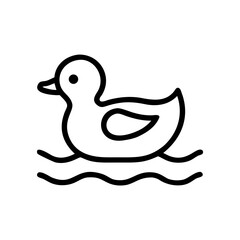 Duck on Water Outline Icon – Floating Bird Minimal Symbol