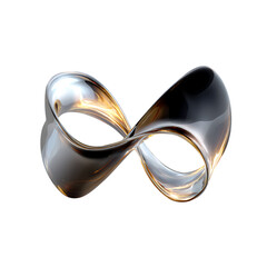 Abstract Metallic Mobius Strip Reflective and Shiny Artistic Presentation Perfect for Modern Designs and Creative Projects