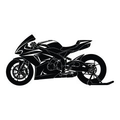 Obraz premium Sleek black sportbike isolated on white background, showcasing modern design and powerful performance, perfect for racing enthusiasts and speed aficionados