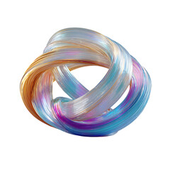 Abstract iridescent shape in a torus knot formation design element for creative projects and artistic presentations