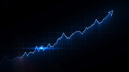 Abstract Glowing Stock Market Chart with Upward Trend on Dark Background for Business Growth