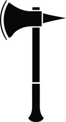 Vector firefighting axe flat black and white silhouette illustration