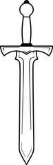 Vector medieval sword outline weapon war blade silhouette illustration
