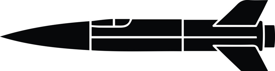 Vector military missile weapon isolated object black silhouette illustration