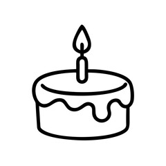 Birthday Cake Icon Outline – Celebration Dessert Line Drawing Vector Illustration
