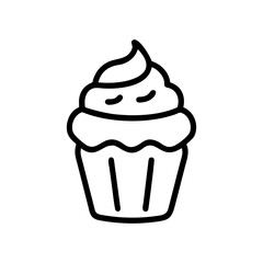 Cupcake Icon Outline – Sweet Dessert Muffin Vector Illustration