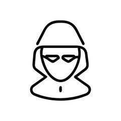 Hacker Mask Outline Icon – Simple Vector Illustration of Cybersecurity Threat Symbol