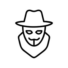 Spy Mask Outline Icon – Simple Vector Illustration of Secret Agent Face Symbol