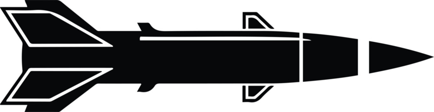 Vector Missile black and white attack war silhouette illustration