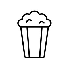 Popcorn Icon, Minimal Snack Outline Vector Illustration