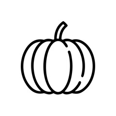 Pumpkin Icon, Minimal Vegetable Outline Vector Illustration
