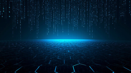 Digital Rain and Hexagonal Floor A Technological Landscape for Data Visualization and Cybersecurity Concepts