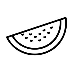 Watermelon Slice Outline Icon Vector Illustration Isolated on White Background