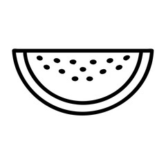Watermelon Slice Line Art Icon Vector Illustration Isolated on White Background